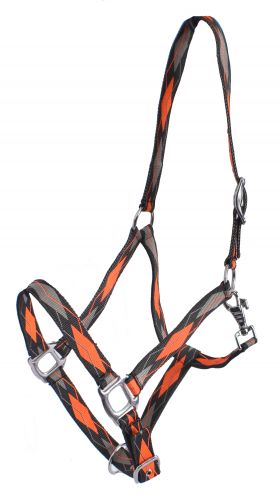 6659: 3ply Diamond Print Nylon Horse Sized Halter Nylon Halter Showman Saddles and Tack   