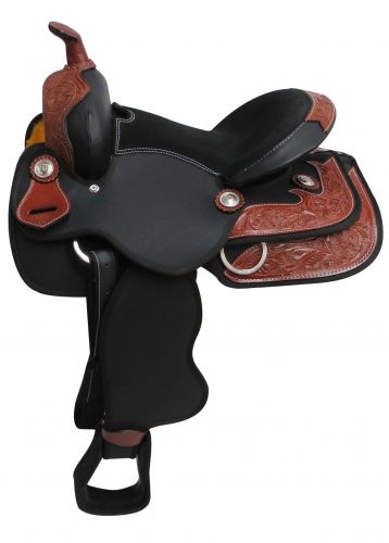 671513: 13" Synthetic pony/ youth saddle with leather trim accents Youth Saddle Showman Saddles and Tack   