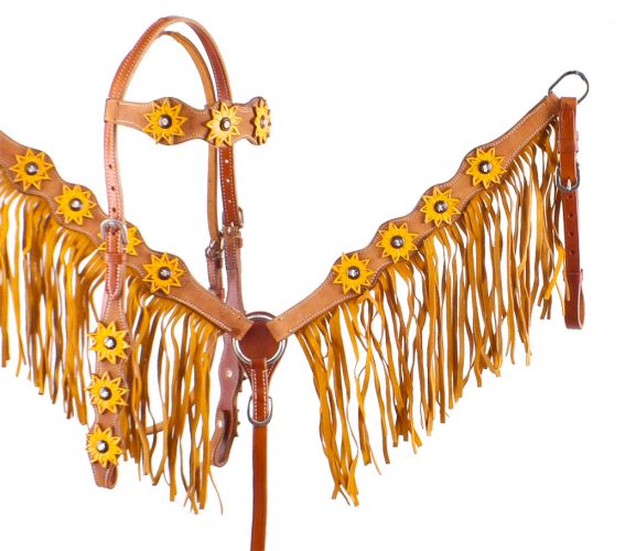 Pony Size Sunflower Print Headstall and Breast Collar Set