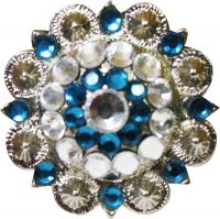 7128: Showman™ silver concho with blue and clear crystal rhinestones, these conchos measure 1 1/2" Replacement Conchos Showman   