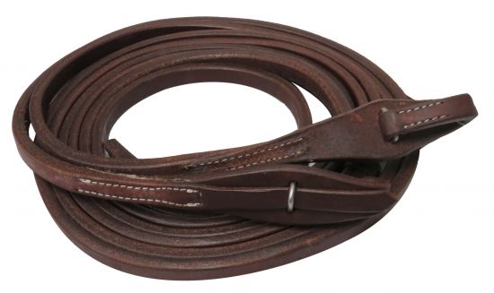 72007: Showman ® 8ft X 5/8" Oiled harness leather split reins with quick change bit loops Reins Showman   