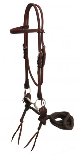 72040: Showman ® Headstall made of American oiled harness leather with O-ring snaffle bit and slob Primary Showman   