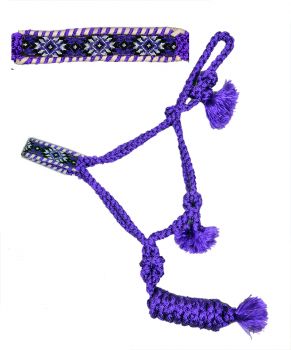 722766: Showman® Woven purple nylon  mule  tape  halter  with southwest beaded noseband Primary Showman   