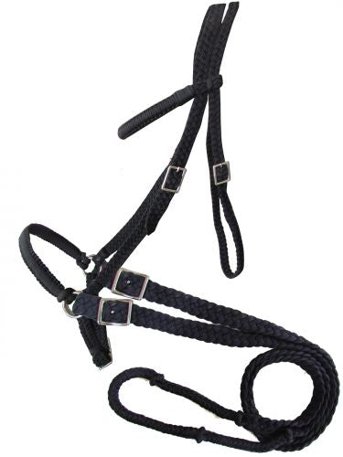 722768: Braided nylon bitless bridle with reins Primary Showman Saddles and Tack   