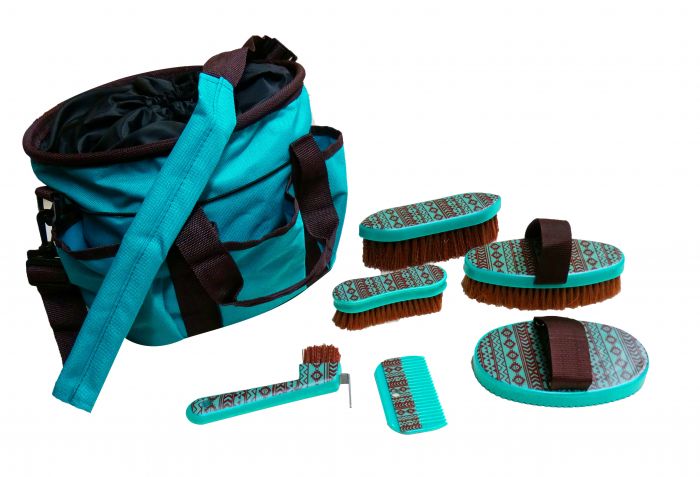 72BT001: Showman ® 6 piece Navajo print grooming kit with nylon cordura carrying bag Grooming Kit Showman   