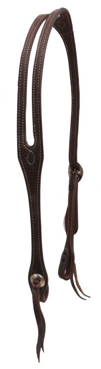 74043: Showman ® Heavy oiled harness leather split ear headstall with stitched edge Primary Showman   