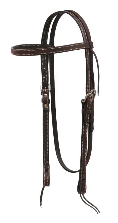 74046: Showman ® Double stitched browband headstall with tie on bit loops Primary Showman   