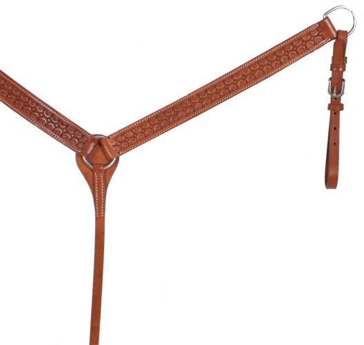 74086: Showman ® Argentina cow leather breast collar with scalloped tooled design Breast Collar Showman   