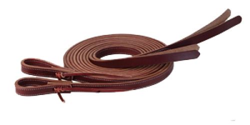 74101: Showman ® 8ft X 5/8" Double stitched leather split reins with split poppers on the end Reins Showman   