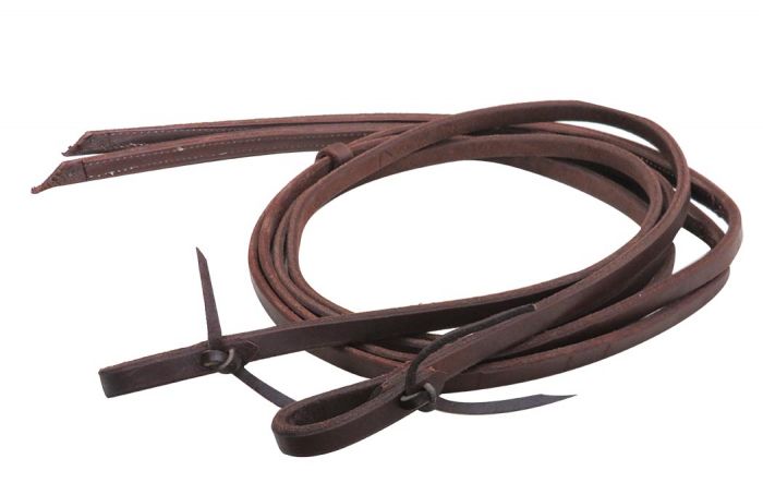 7414: 5/8" x 8' Heavy oiled harness reins with weighted, stitched ends Reins Showman Saddles and Tack   