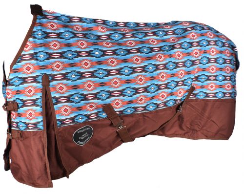 75228: Showman ® Orange and Turquoise Southwest Print 1200D Turnout Sheet Turnout Sheet Showman   