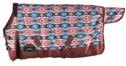 75240: FOAL/MINI SIZE 36"-40" Waterproof and Breathable Showman ® Orange and Turquoise Southwest P Horse Blanket Showman   