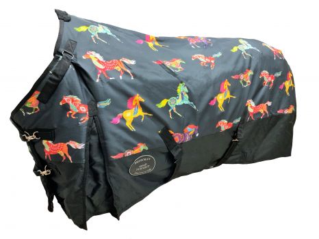 75295: The Waterproof and Breathable Showman™ Southwest Tribal Running Horse Print 1200 Denier Per Horse Blanket Showman   