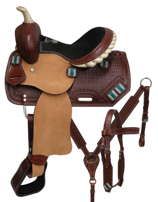 767610: 10" Double T  Youth saddle set with crystal rhinestone conchos Youth Saddle Double T   