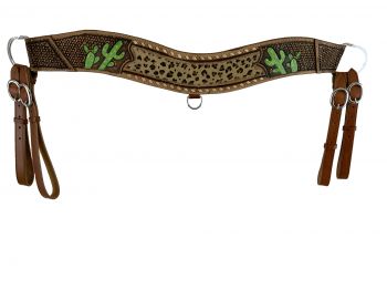 8008: Showman ® Hand Painted Cactus tripping collar with Hair on Cheetah Inlay Breast Collar Showman   