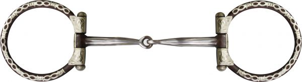 8015: Showman ® brown steel snaffle style bit with barbwire silver trim on 3 Bits Showman   