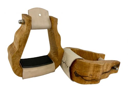 8092: Showman ® Curvy solid wood stirrup with leather tread and rubber grip foot pad Primary Showman   