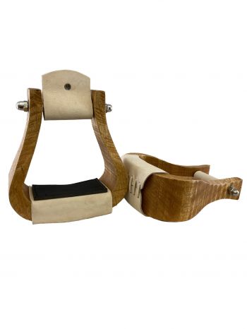 8095: Showman ® Curved wooden stirrup with leather tread and rubber grip foot pad Primary Showman   