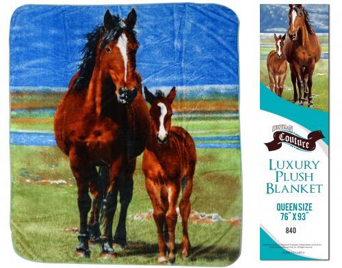 840: Showman Couture ™ Luxury plush blanket with mare and foal print Primary Showman   