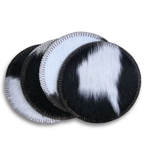 885: Black and White Cowhide Coasters Primary Showman Saddles and Tack   