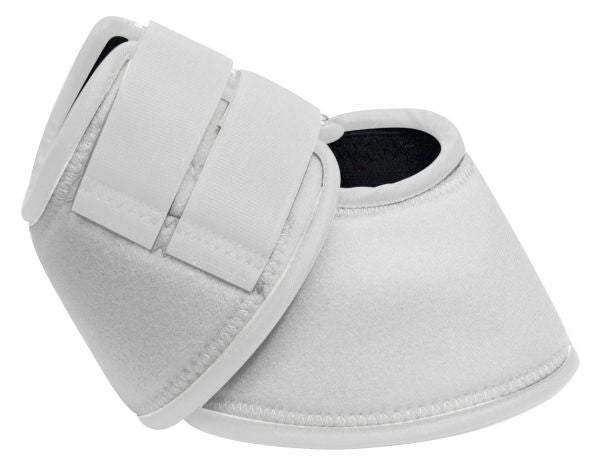 90109: Showman ® No turn neoprene bell boots with double Velcro closure Bell Boot Showman Medium White  