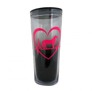 911: 20 oz Smoke Gray Ombre Tumbler w/ Pink Horse in Heart Primary Showman Saddles and Tack   