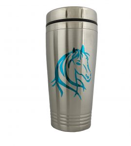 930: 16 oz Stainless Steel Teal Horse Head Tumbler Tumbler Showman Saddles and Tack   
