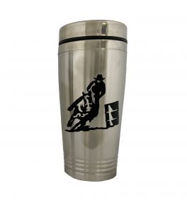 932: 16 oz Stainless Steel Black Barrel Racer Tumbler Tumbler Showman Saddles and Tack   