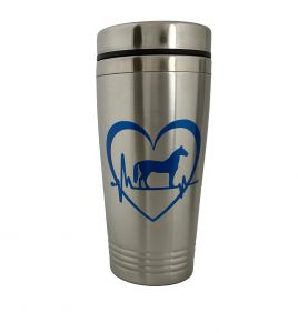 934: 16 oz Stainless Steel Blue Horse in Heart Tumbler Tumbler Showman Saddles and Tack   