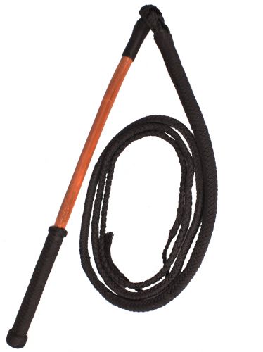 94456-10: 10ft braided nylon bull whip with wooden handle Whip Showman Saddles and Tack   