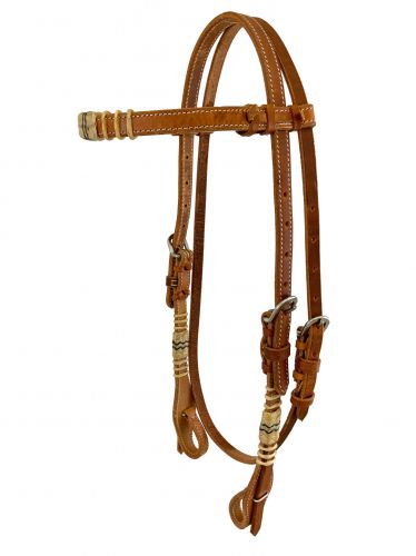 AK-310: Showman ® Browband Harness Leather headstall with quick change bit loops and rawhide accen Primary Showman   