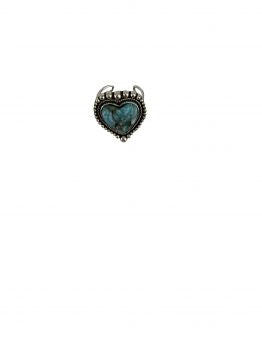 AR0460-SBTQ: Adjustable heart silver ring with turquoise stone Primary Showman Saddles and Tack   
