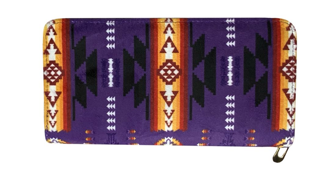 Aztec print zippered wallet with wristlet strap Default Shiloh   