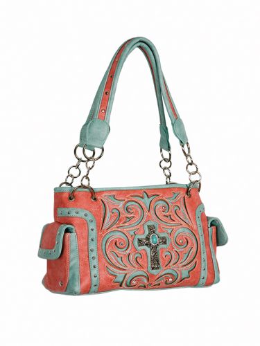 BA1955-D: P and G collection pink PU leather conceal and carry handbag Primary Showman Saddles and Tack   