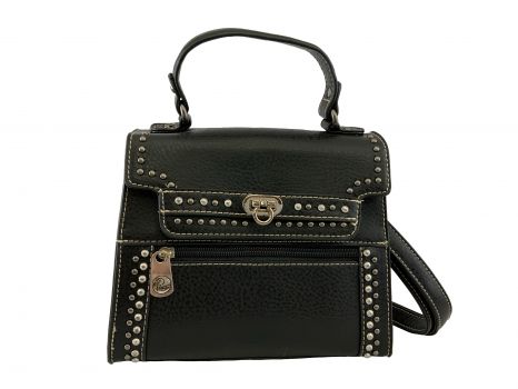 BA1991-B: Black PU Leather Crossbody Bag with bead accents Primary Showman Saddles and Tack   