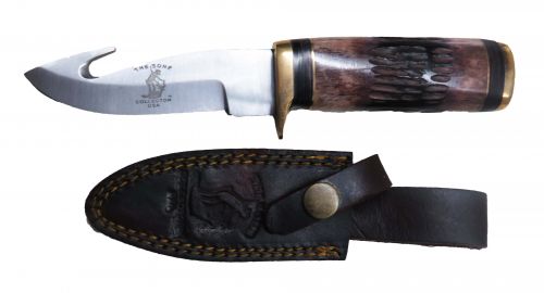 BC-795: The Bone Collector™ Fixed blade knife with bone handle and leather holster Primary Showman Saddles and Tack   