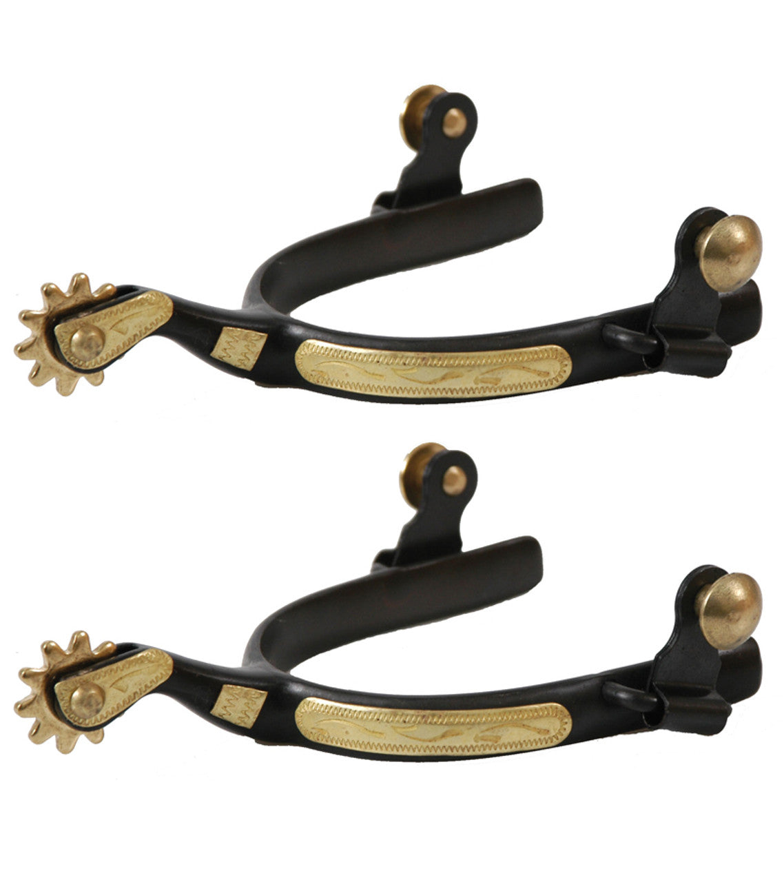 Black Steel Roping Spurs 1/2" Band-TexanSaddles.com