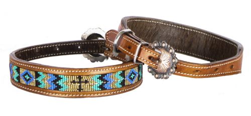 DC-08: Showman Couture ™ Genuine leather dog collar with beaded inlay Primary Showman   