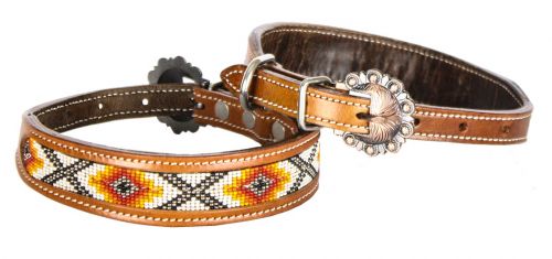 DC-09: Showman Couture ™ Genuine leather dog collar beaded inlay Primary Showman   