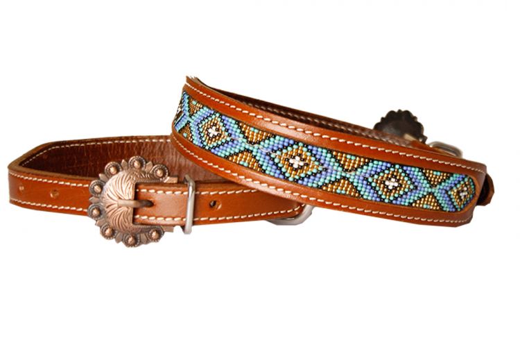 DC-18: Showman Couture ™ Genuine leather dog collar beaded inlay Primary Showman   