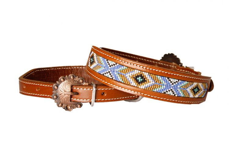 DC-20: Showman Couture ™ Genuine leather dog collar with beaded inlay Primary Showman   