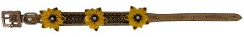DC-43: Showman Couture ™ Genuine leather dog collar with painted 3D flower accent Primary Showman   
