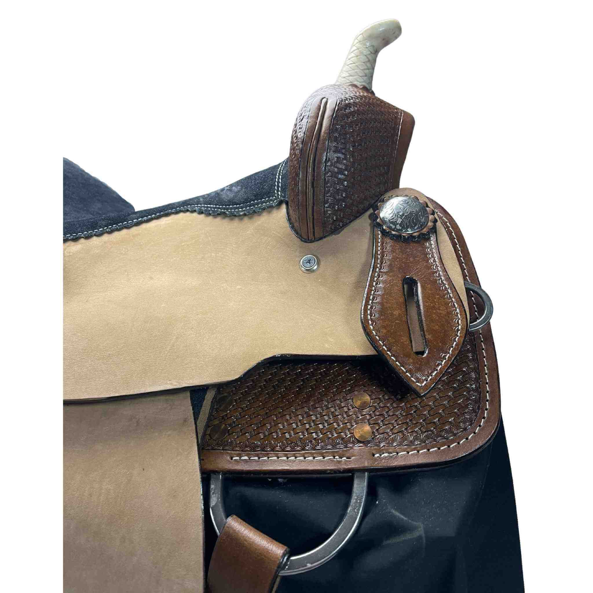 Double T Barrel Saddle W/ Matching Headstall & Breast Collar 7654 Saddle Set Double T   