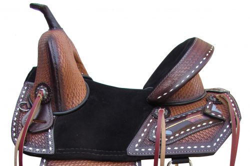 Double T Treeless Saddle with Hand Painted arrow design 6832 Treeless Saddle Double T   