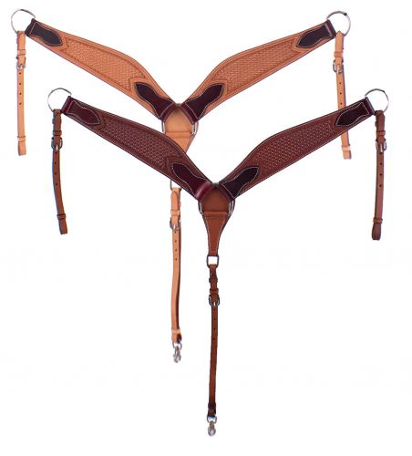 EE-5077: Showman ® Argentina cow leather basket tooled breastcollar Breast Collar Showman   