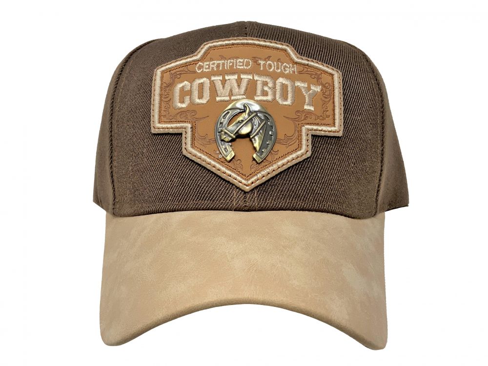 Embroidered Cowboy Certified Tough Ballcap with horse  in horseshoe decal Default Shiloh   