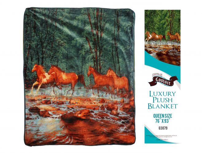 G3079: Showman Couture ™ Luxury plush blanket with running horses print Primary Showman   