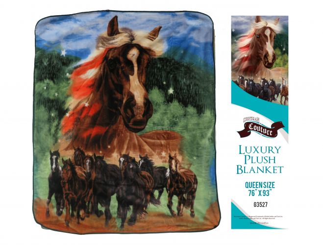 G3527: Showman Couture ™ Luxury plush blanket with patriotic horse print Primary Showman   