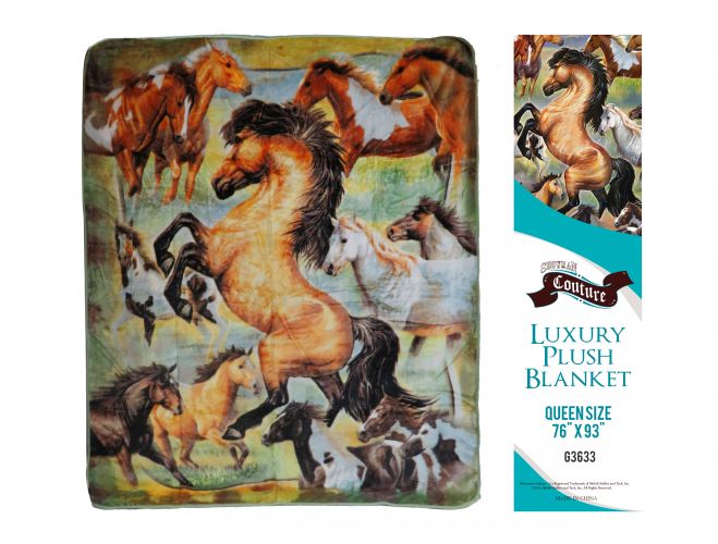 G3633: Showman Couture ™ Luxury plush blanket with rearing horse print Primary Showman   
