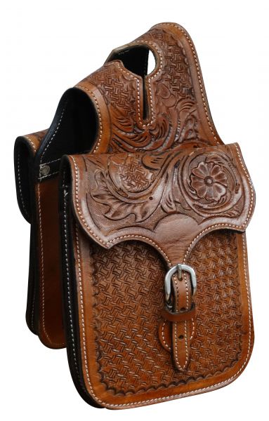 HB-01: Showman ® Tooled leather horn bag Horn Saddle Bags Showman   